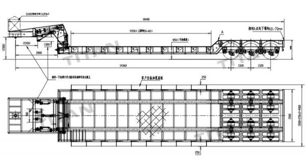 Drawing of 3 Line 6 Axle Removable Gooseneck
