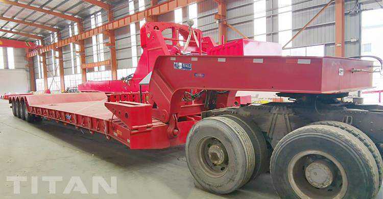 Drawing of 4 Axle 100T Hydraulic Detachable Gooseneck Trailer for Sale