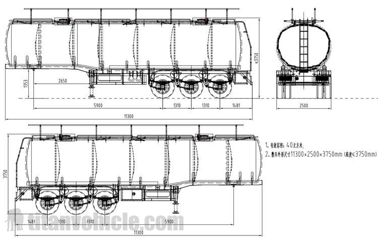 Drawing of 45CBM Stainless Steel Fuel Tanker 