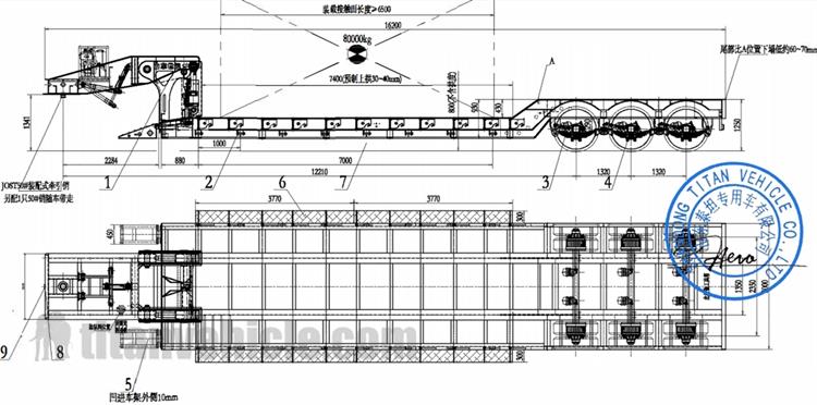 3 Axle 80 Ton Removable Gooseneck Trailer will be sent to Cayman Islands