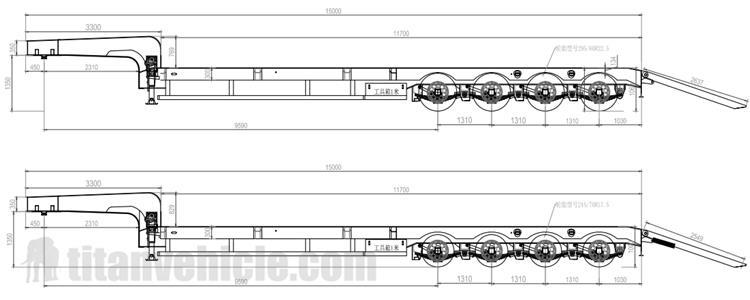 4 Axle 80 Ton Lowbed Semi Trailer for Sale In Guinea Gnbty