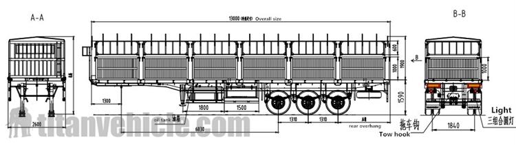 Tri Axle 60 Ton Stake Semi Trailer for Sale in Kenya Nairobi