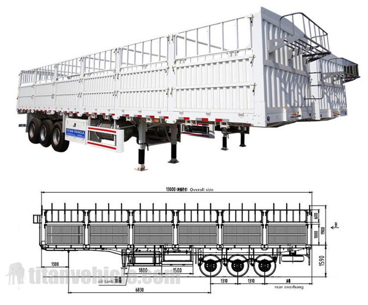 Tri Axle 60 Ton Fence Cargo Truck Trailer for Sale (5)