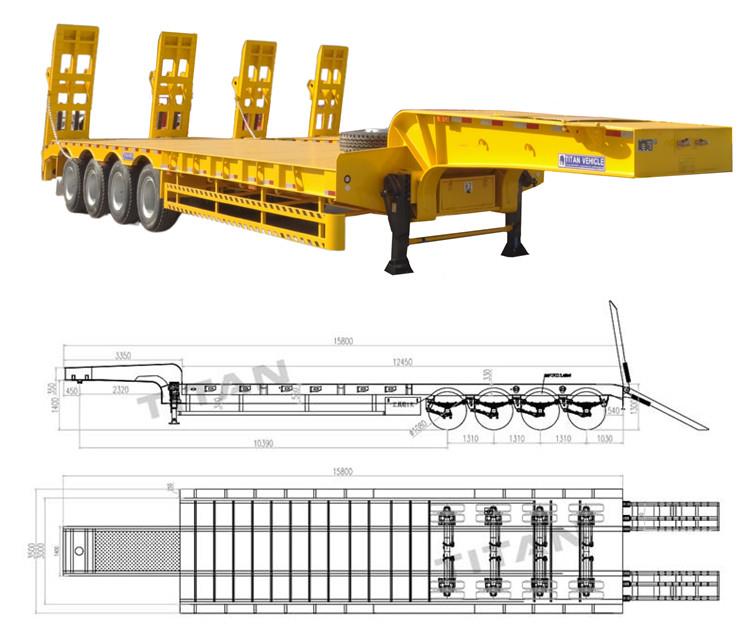 4 axle low bed truck trailer